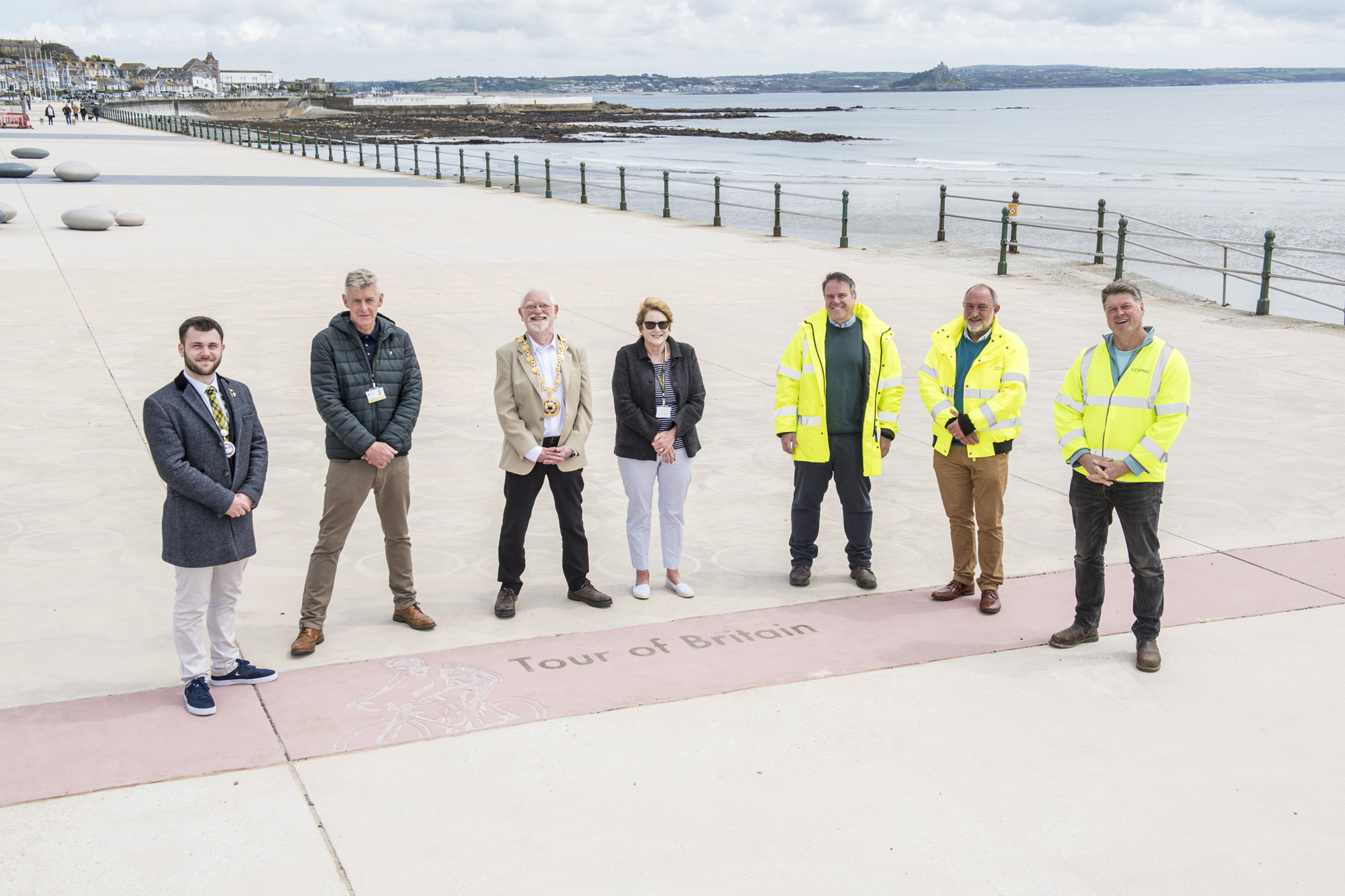 Deputy Mayor of Penzance Councillor, Will Elliott, Cornwall Councillor for Penzance Promenade, Jim McKenna, Mayor of Penzance, Councillor Jonathan How, Leader of Cornwall Council, Linda Taylor, Steve Worthington (Cormac), Andy Berryman (Cormac) and Mark Lahera (Cormac)