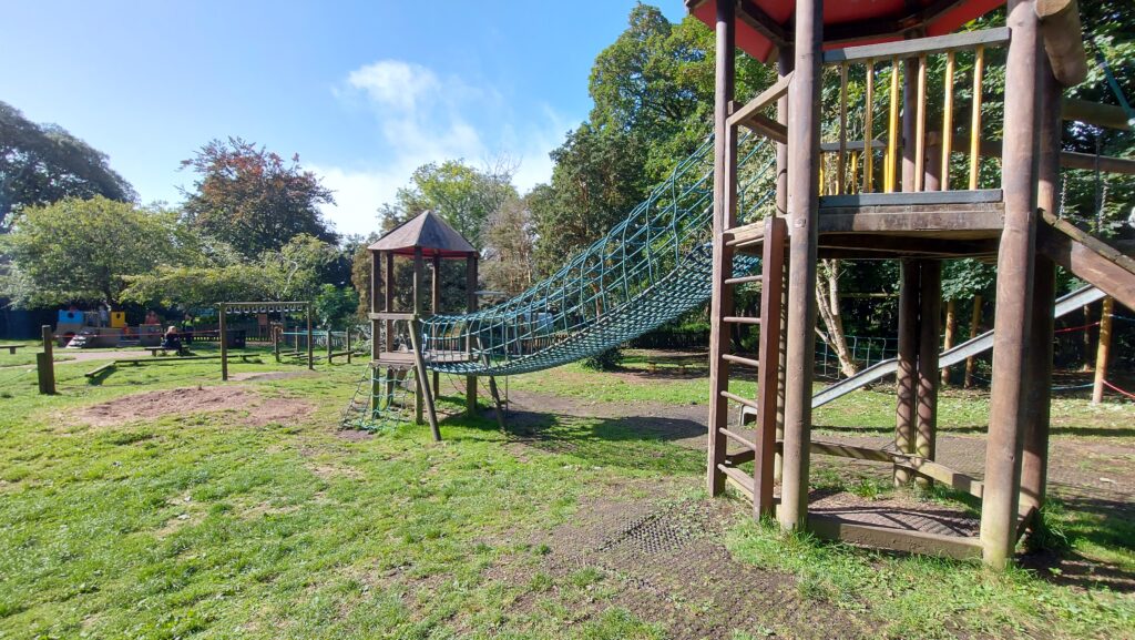 View of the old rope net at Penlee Play Park