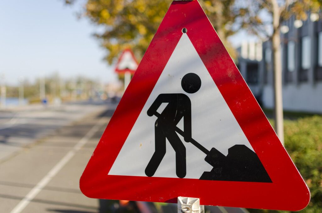 Road works sign