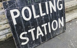 Polling station sign.