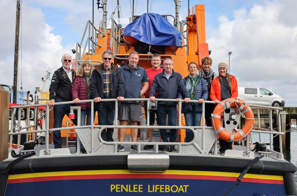 The Penzance Concarneau Twinning Association on board the Penlee RNLI lifeboat.
